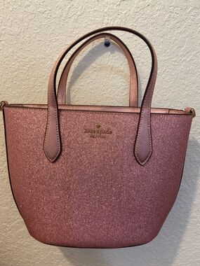 KATE SPADE Pink Glitter Small Tote Purse with Shoulder Strap New without Tags